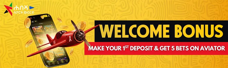 Habesha Bets welcome bonus banner with 5 bets on Aviator